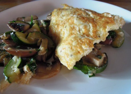 Courgette and mushroom omelette with garlic and parsley from Bangers & Mash