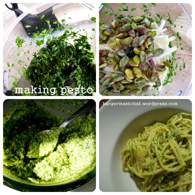 making watercress pistachio pesto