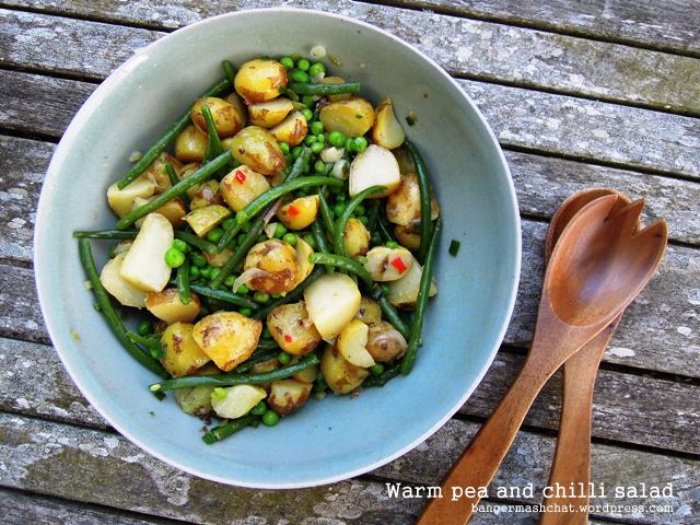 warm pea and chilli salad