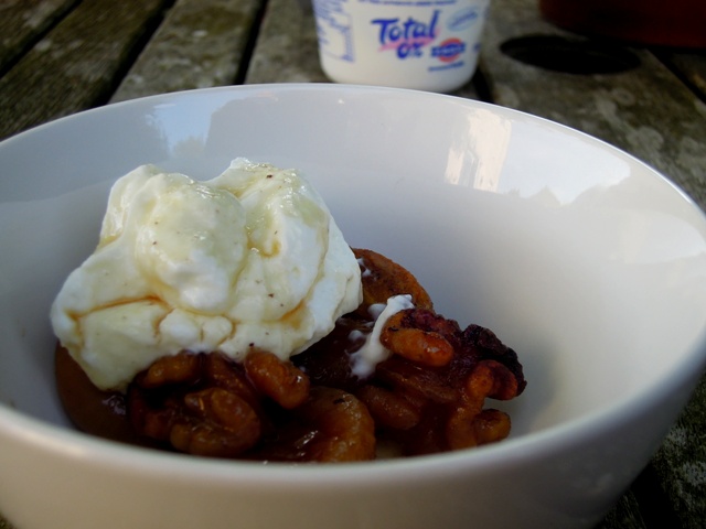 Fig and walnut bake served with Greek yoghurt