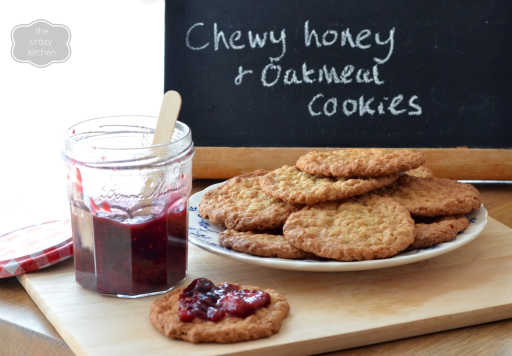 Chewy Honey & Oatmeal Cookies with Summer Berry Jam from The Crazy Kitchen