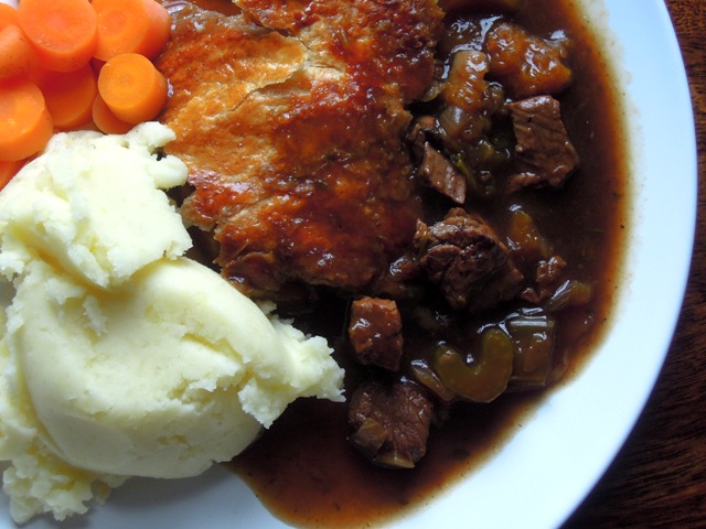 beef and guinness pie with vanilla and thyme