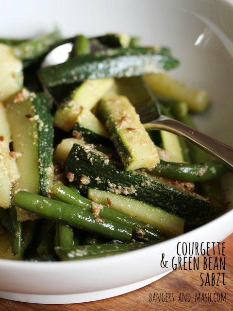 courgette green bean sabzi