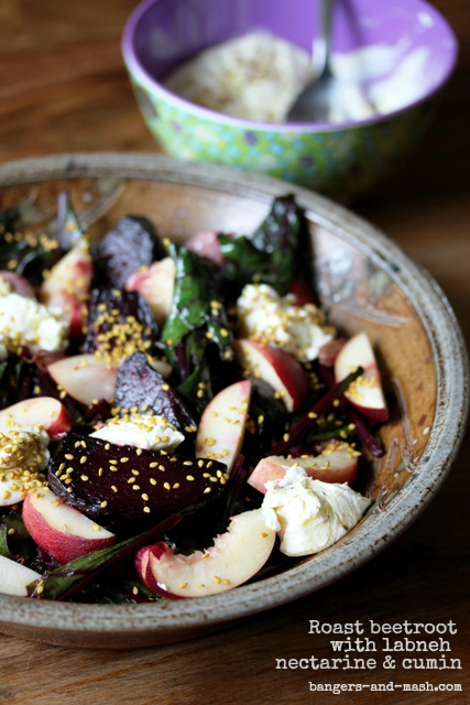 roast beetroot with labneh nectarine and cumin text