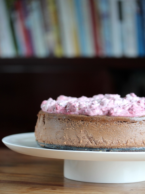chocolate cheese cake with blackberry cream3